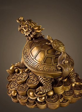 全铜母子龙龟摆件大小号庭院玄关客厅店铺家居酒柜装饰物祝寿礼品