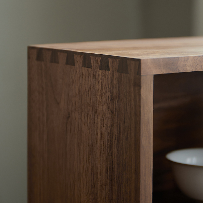 黑胡桃木质桌面置物架中古杯水杯收纳架实木原木茶具杯子储物柜