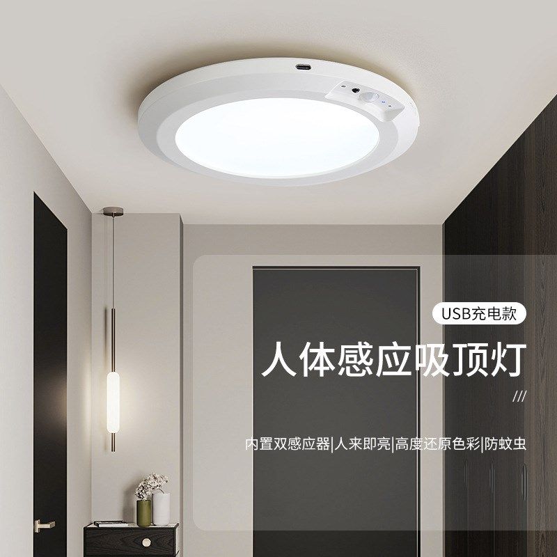 人体感应吸顶灯过道衣帽间阳台led无线感应USB充电款小夜灯,家装灯饰光源,厨卫/阳台/玄关/过道吸顶灯,淘宝优惠券,粉丝福利购,淘宝优惠卷