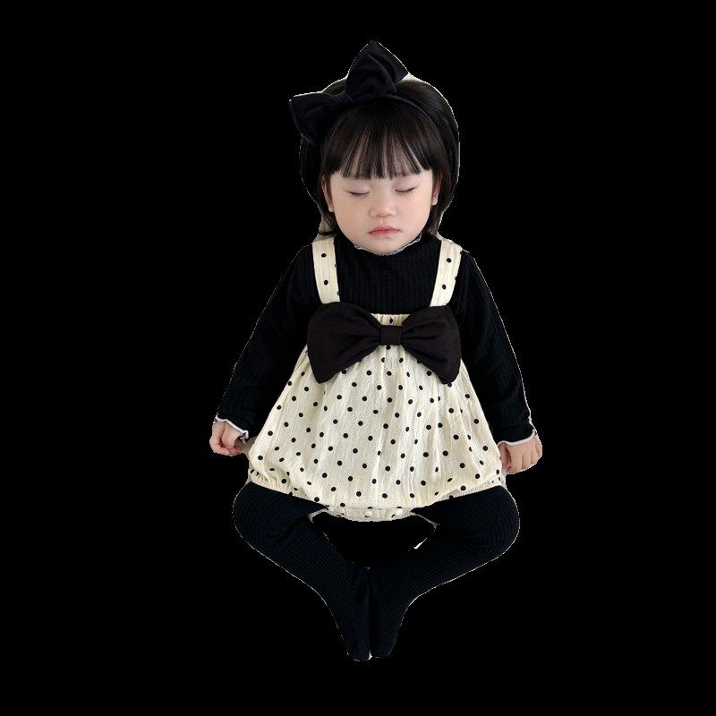 婴儿背带裤套装春装女宝宝连体衣公主长袖打底衫包屁衣春秋两件套