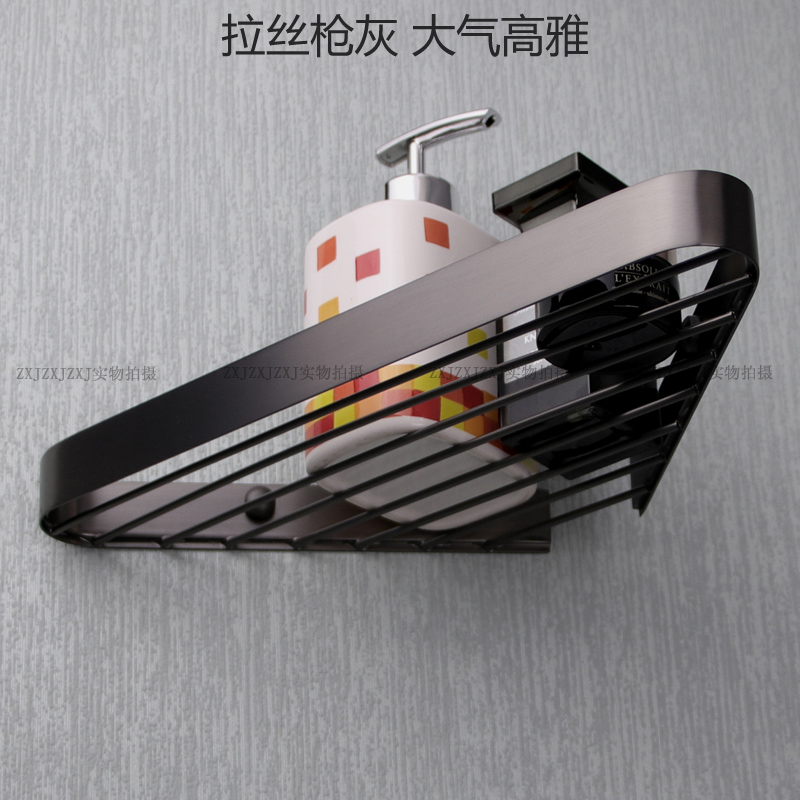 枪灰浴室三角架 大容量壁龛置物架304不锈钢 卫生间全铜三角篮