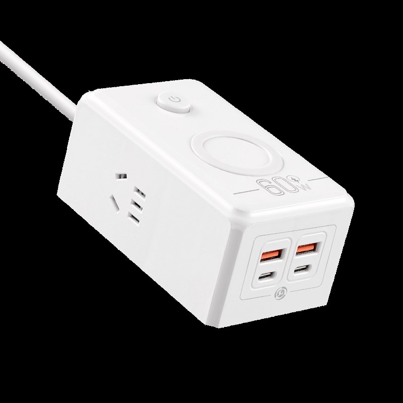 60W快充智能排插USB+C型接口插座 手机无线充电接线插板桌面拖板