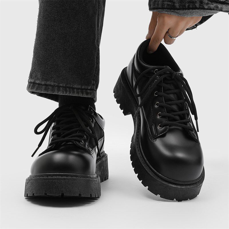 内增高10cm8cm6cm皮鞋男休闲德比鞋大头厚底工装增高鞋男马丁靴潮