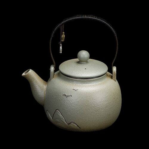 粗陶提梁壶大号餐厅客厅简约家用大容量陶瓷过滤泡茶壶冷水壶单壶