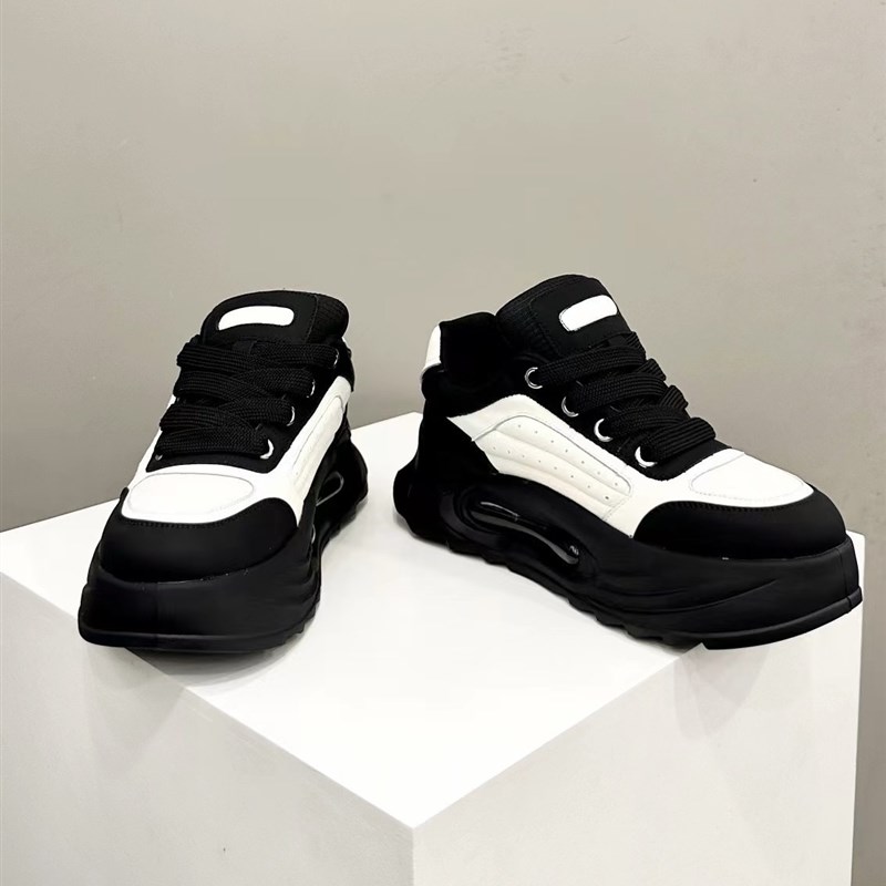 2024秋季新款男鞋气垫底百搭时尚透气简约厚底增高运动休闲老爹鞋