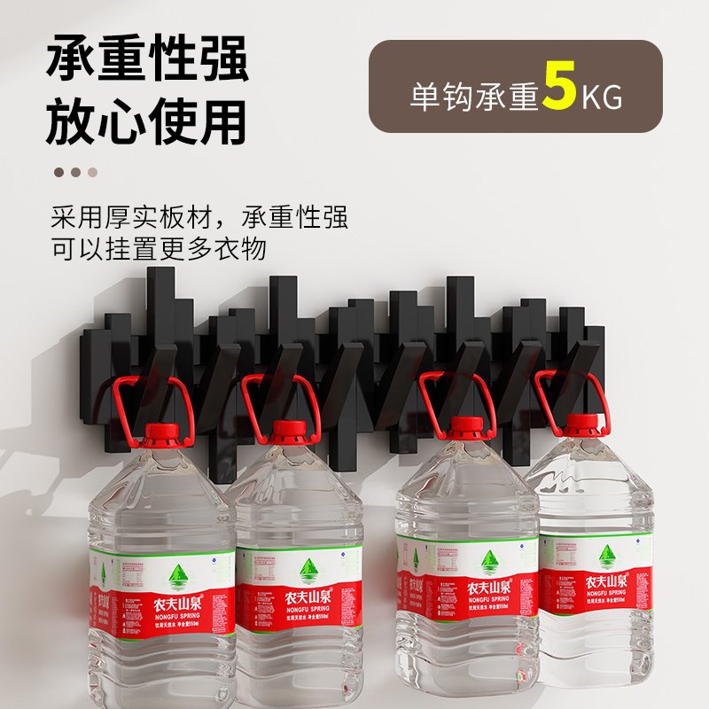 实木钢琴键挂衣架墙上壁挂衣钩卧室玄关入户门后置物免打孔衣帽架