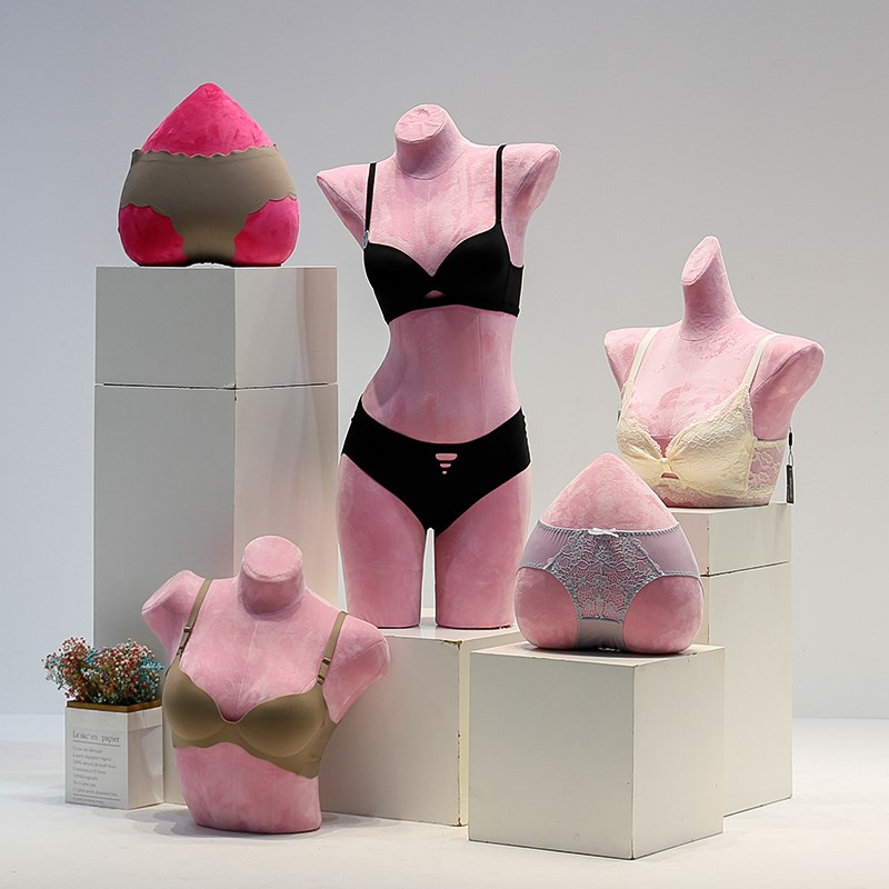 内衣店彩色丝绒内衣模特道具女半身人台文胸展示架人体内裤模特架