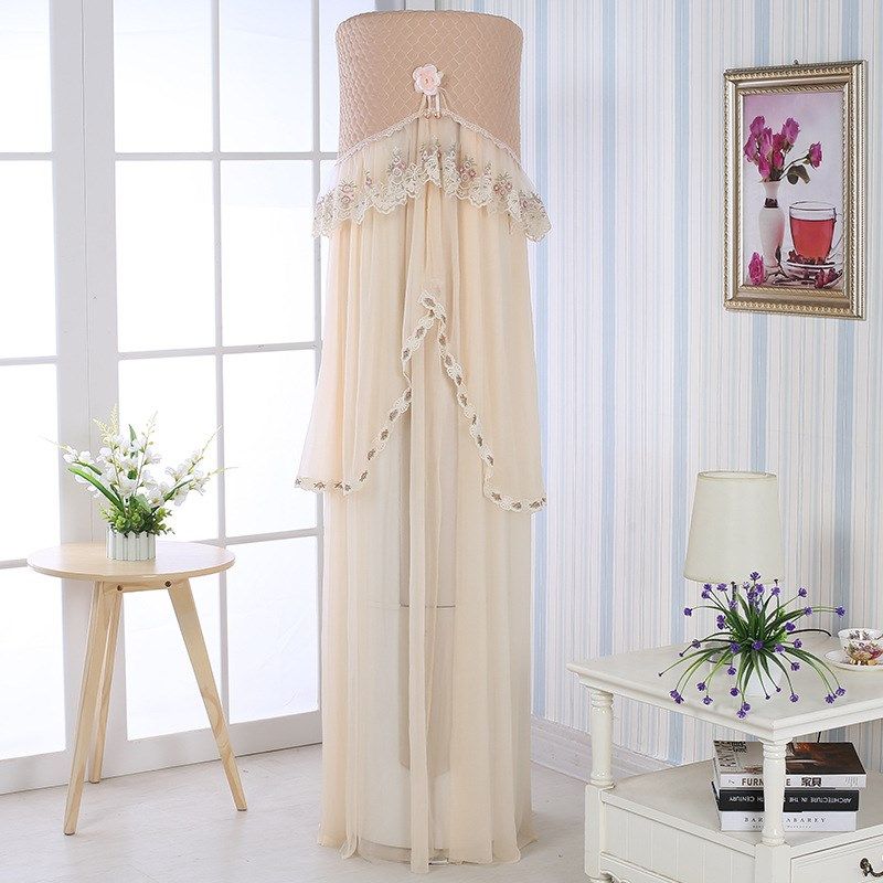 欧式田园布艺圆柱柜机罩子开机可用防尘套立式圆柱空调罩子