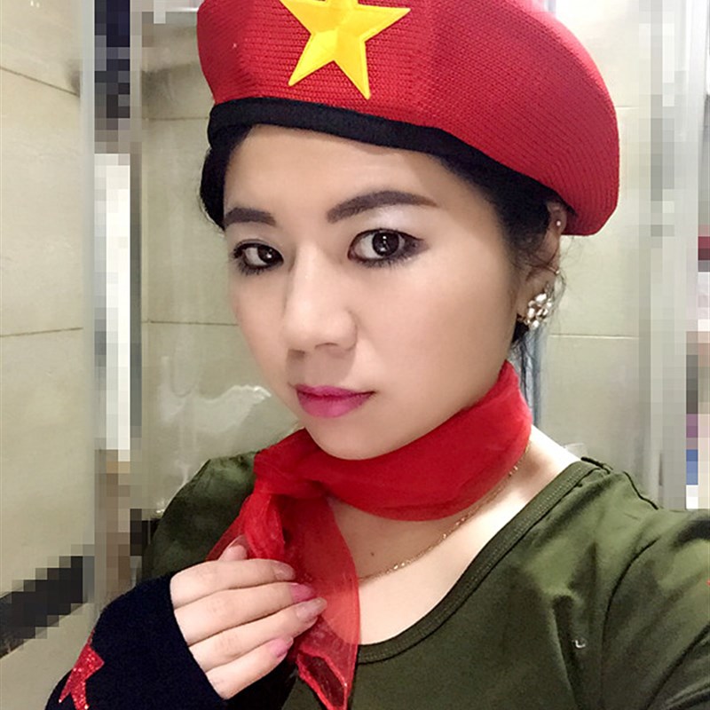 2021新款春夏季水兵舞演出帽表演贝雷帽男女儿童红色五角星帽子