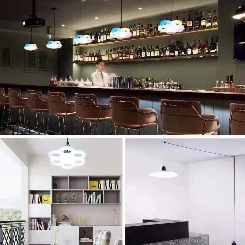 七彩色LED超亮照明飞碟灯E27螺口梅花灯儿童创意卧室吸顶灯泡家用