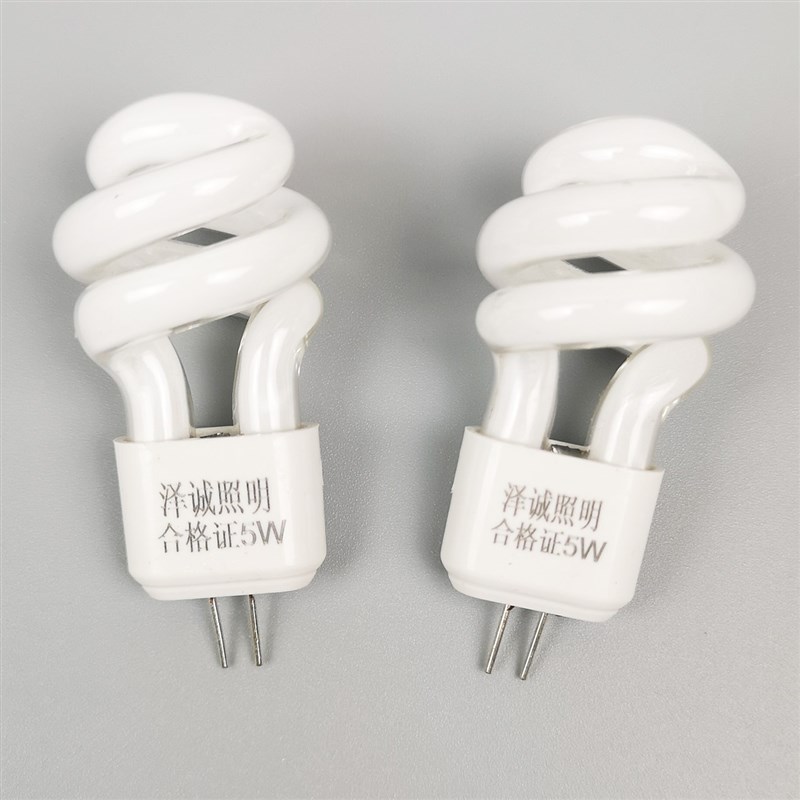 镜前灯灯泡5W G4小螺旋节能灯泡两针插脚插口灯泡2针荧光水晶节能