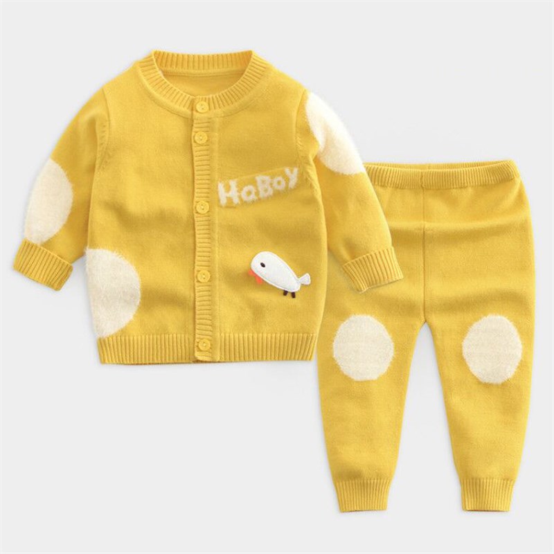 婴儿衣服幼儿毛衣套装秋冬款男女宝宝棉纱针织衫新生儿0-2岁亲肤