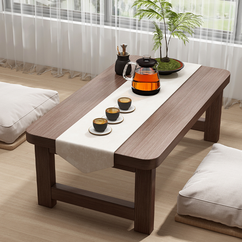 免安装飘窗小桌子中式炕桌家用实木榻榻米茶桌可折叠坐地矮桌炕几