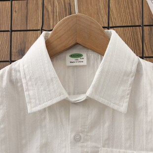 衬衫 儿童白色衬衣男孩宝宝夏装 夏季 2025新款 休闲上衣 薄款 男童短袖