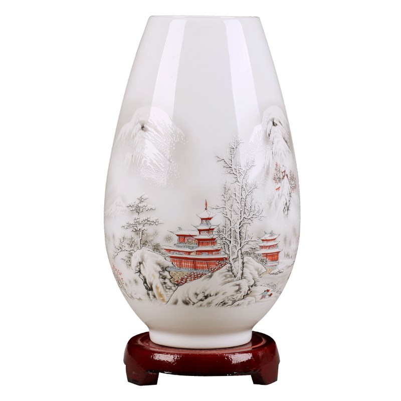 景德镇陶瓷器小花瓶摆件客厅插花干花中式家居装饰品电视柜工艺品