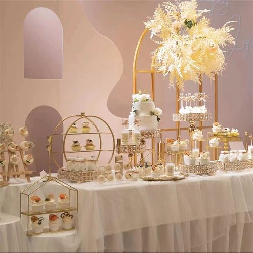 婚庆水晶甜品台展示架摆台摆件甜点冷餐茶歇摆台化妆品收纳蛋糕架