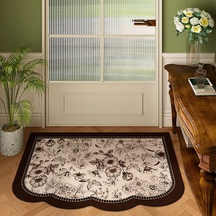 pvc地垫入户门垫法式复古脚垫吸水皮革免洗可擦拱形地毯2024新款