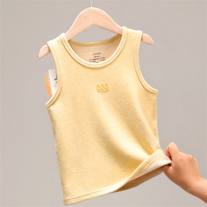 儿童保暖背心女童羊毛蚕丝秋冬款内穿男童德绒护肚小女孩加绒马甲
