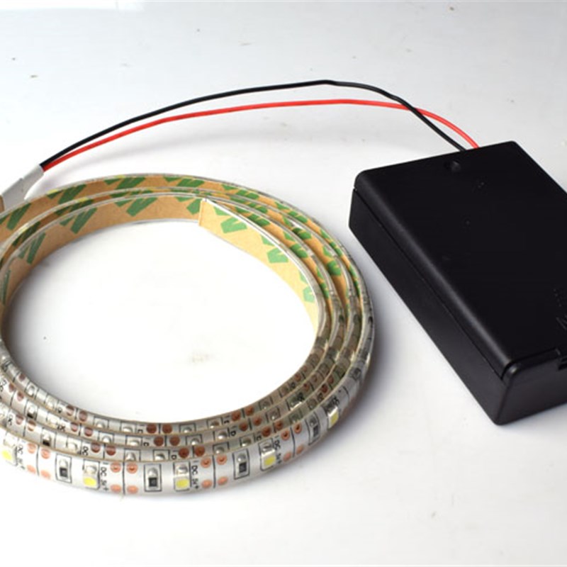 5V贴片LED灯带超薄自粘一灯一剪USB接口供电灯带5V电池盒装饰道具