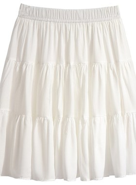 黑色百褶半身裙中长裙女夏季新款A字裙高腰梨型身材裙子遮胯显瘦