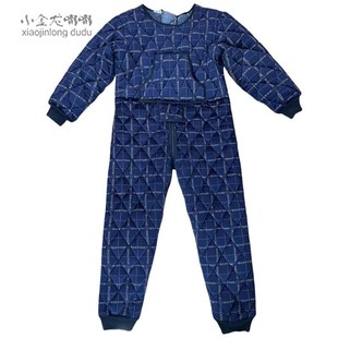 连体加厚抗寒防抓棉裤 三层夹棉失禁痴呆老人背开长袖 外出 厚款 冬季