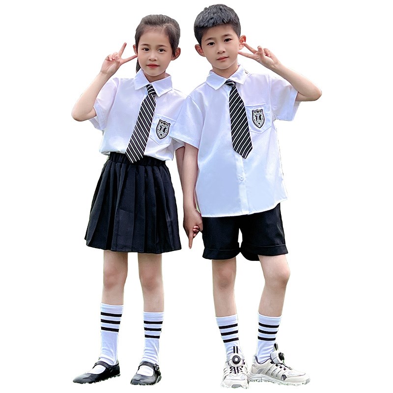六一儿童演出服夏季新款男女童JK制服中大童学院风衬衫套装表演服