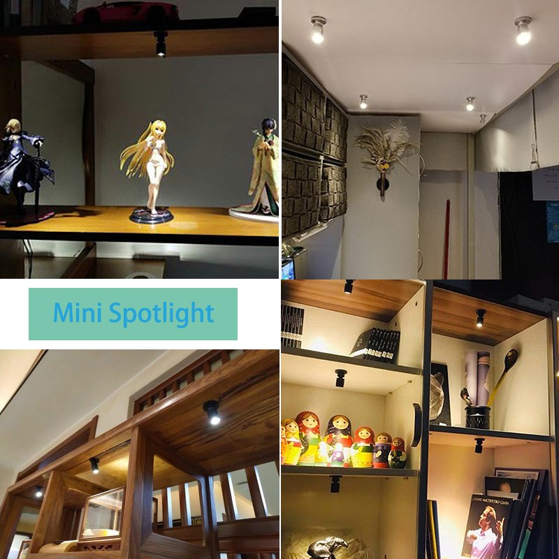 led明装迷你可调光珠宝灯钟表模型手办1W小射灯12V并联1拖N展柜灯