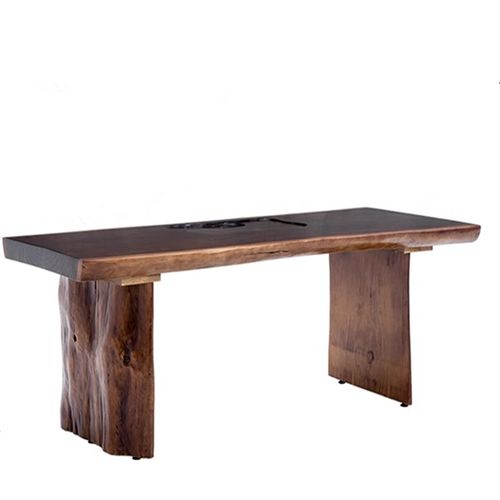 新中式原木泡茶桌招待室禅意实木茶桌椅组合豪华大板长条茶台桌子