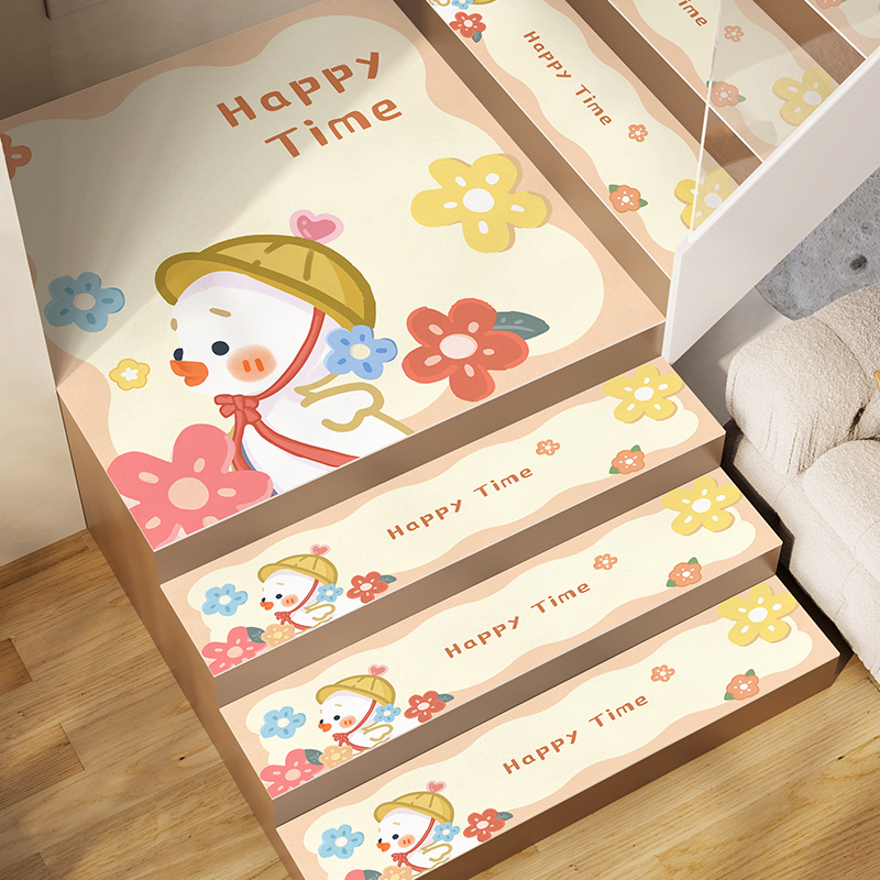 可爱风loft楼梯垫踏步垫除尘防摔静音防滑垫室内转角阶梯楼梯地毯