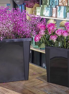 大号黑色鲜花养花桶法式醒花桶花店专业专用塑料深水装泡水桶摆摊