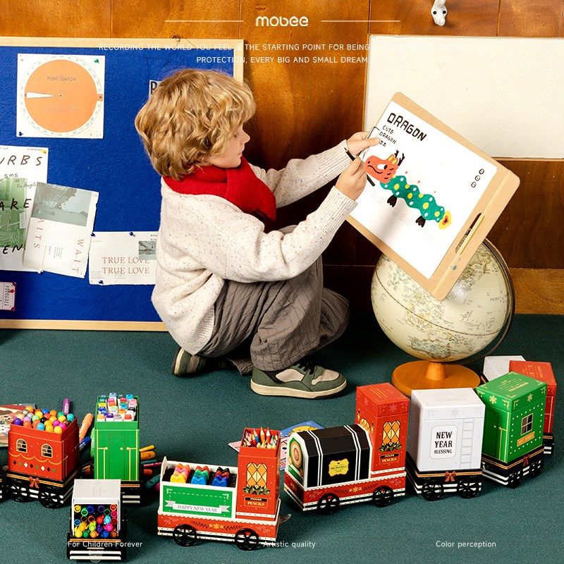 mobee小火车绘画礼盒水彩笔画笔礼盒蜡笔画画工具小学生美术套装,文具电教/文化用品/商务用品,美术套装/美育礼盒,淘宝优惠券,粉丝福利购,淘宝优惠卷