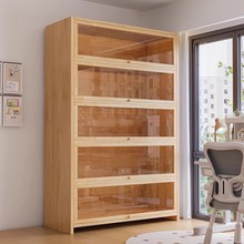 全实木书柜儿童防尘柜子储物柜一体靠墙收纳展示落地置物家用书架