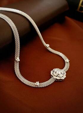 法式复古锆石花朵蛇形choker项链时尚小众气质高级感锁骨链项饰女