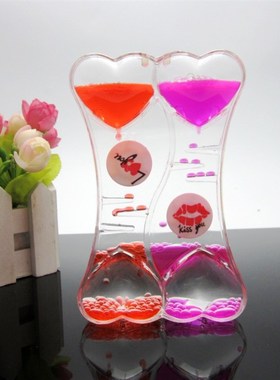 液体油漏水滴油滴沙漏计时器卡通创意摆件儿童装饰品个性生日礼物