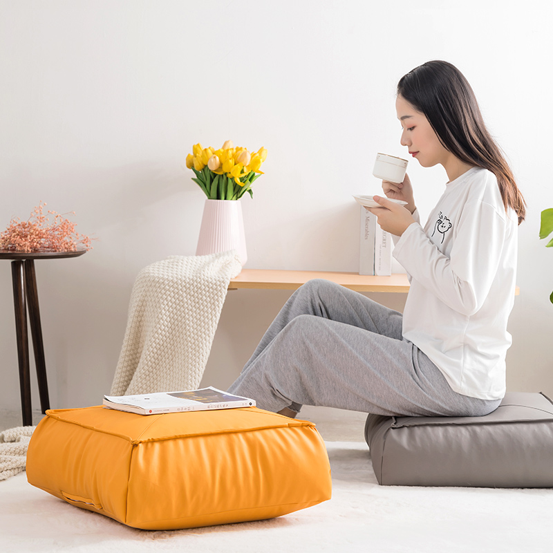 日式蒲团地上坐垫懒人轻奢榻榻米喝茶垫子北欧皮飘窗加厚坐墩epp