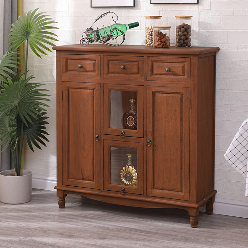 斗柜实木美式收纳储物柜客厅餐边柜靠墙小柜子卧室床头置物柜高柜