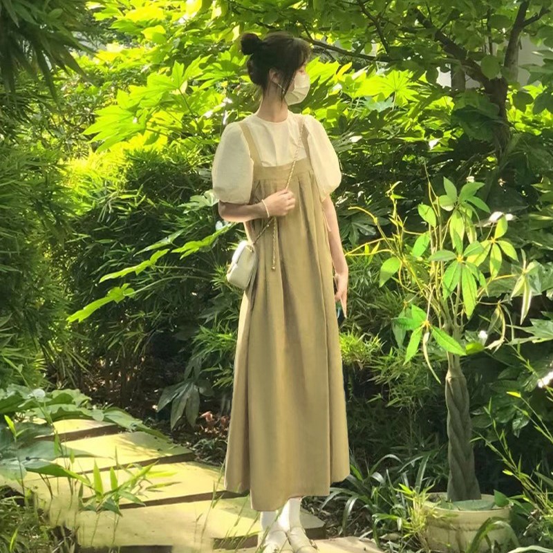 高个子加长版两件套连衣裙女学院连衣裙