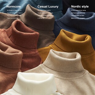 高领毛衣男冬季黑色针织衫修身男士打底衫保暖定制内搭毛线衣男款