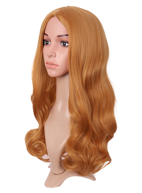 长卷发大波浪甜美可爱动漫cos中分刘海全头套金橙色Lolita假发女