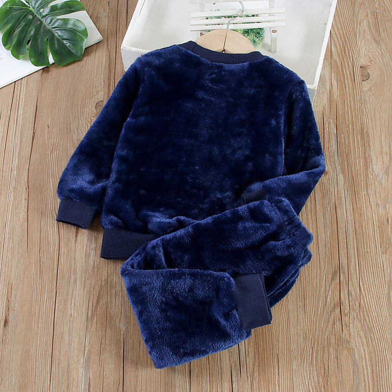 男童法兰绒睡衣套装婴幼儿童装小童衣服女宝宝秋冬季毛巾熊家居服