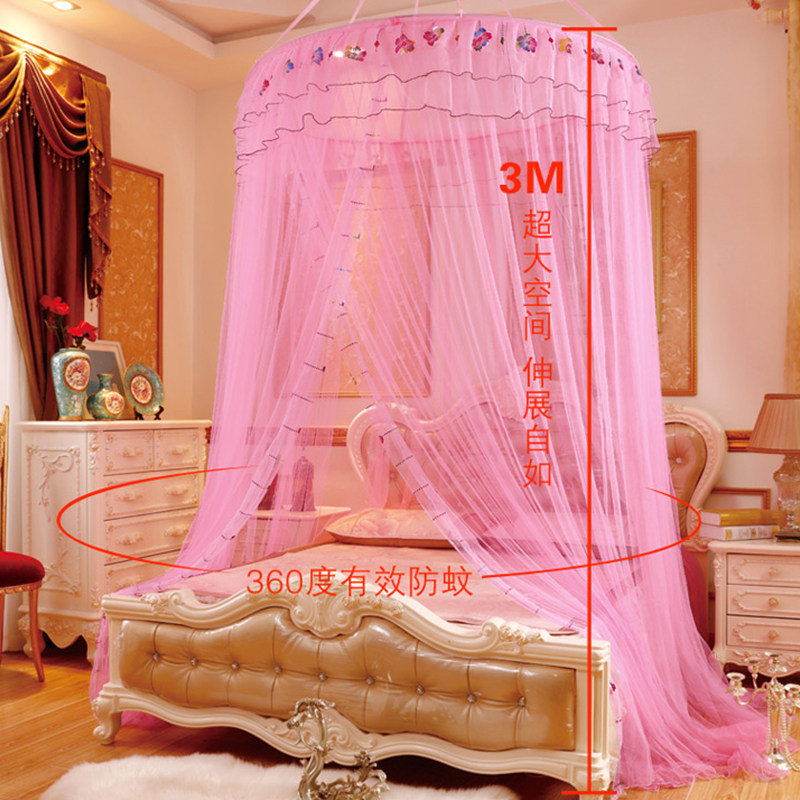 圆顶式落地蚊帐2023新款家用卧室免安装吊顶挂钩天花板宫廷风加密