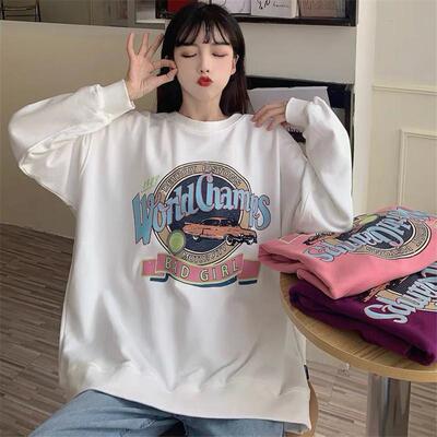 港风chic卫衣女宽松韩版ins慵懒风bf薄款waitmore无帽外套