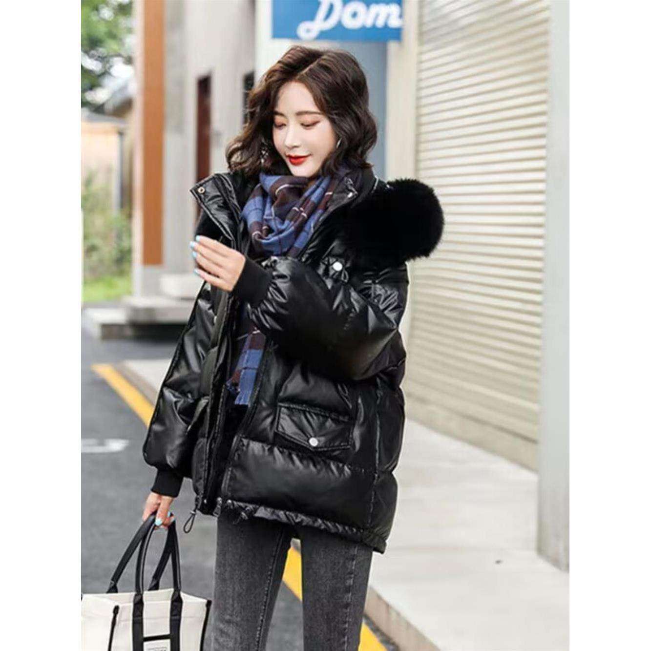 冬季加厚羽绒服女短款韩版宽松时尚显瘦大毛领2025年新款白鸭绒服