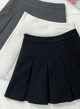 灰色百褶裙女秋冬高腰短裙设计感显瘦百搭防走光a字裙子2024新款