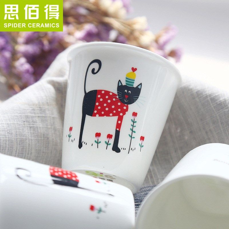 家用创意骨瓷仿纸水杯喝茶水具套装简约咖啡杯带杯架6件套