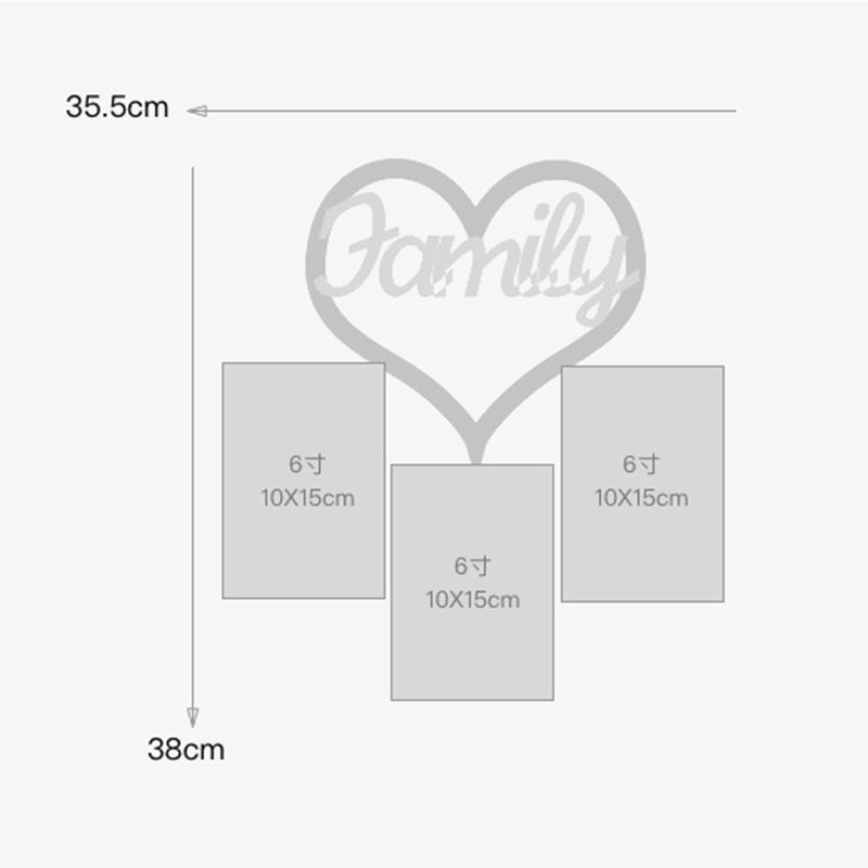 新品欧式连体组合挂墙6寸相框爱心照片家庭影楼婚纱宝宝照片墙饰