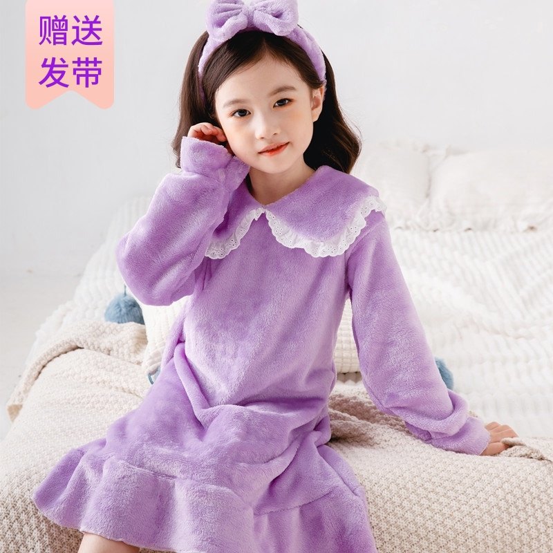 秋冬季女童睡衣长袖加厚法兰绒小女孩宝宝公主风珊瑚绒儿童睡裙,童装/婴儿装/亲子装,家居裙/睡裙,淘宝优惠券,粉丝福利购,淘宝优惠卷