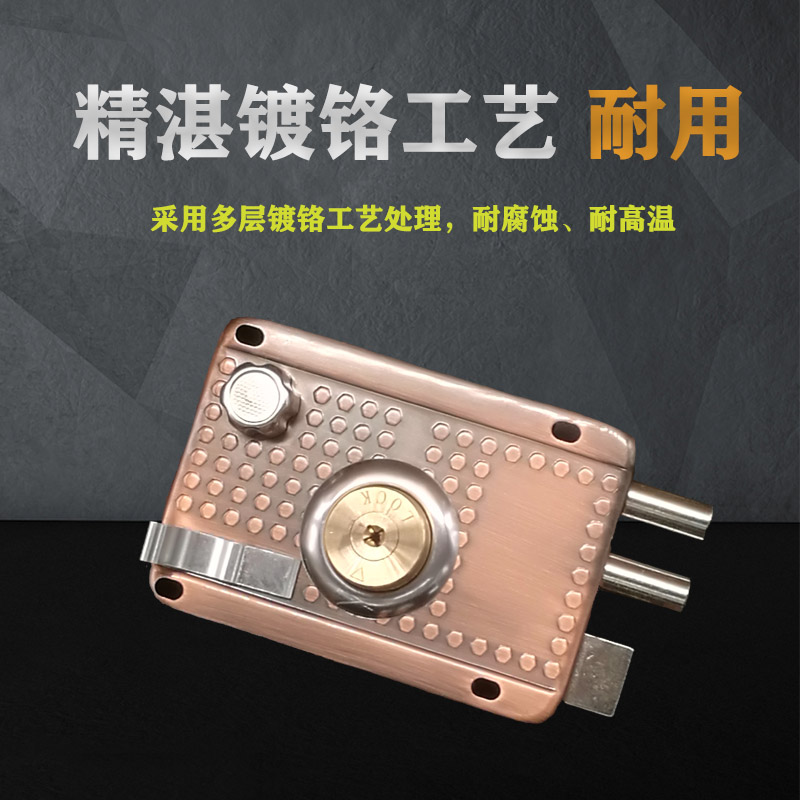 怡安红古外装门锁十字复古老式大门锁铁门锁宿舍门锁防盗门锁锁具