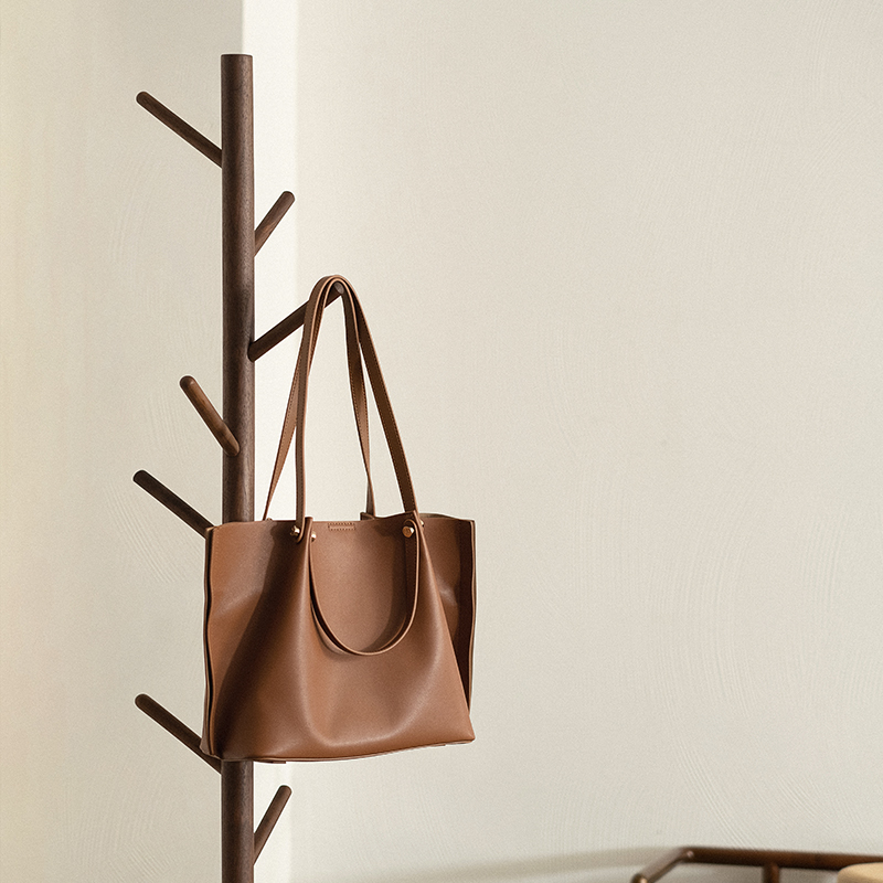 有清堂新中式衣帽架卧室黑胡桃木落地架立式实木衣服架家用挂衣架