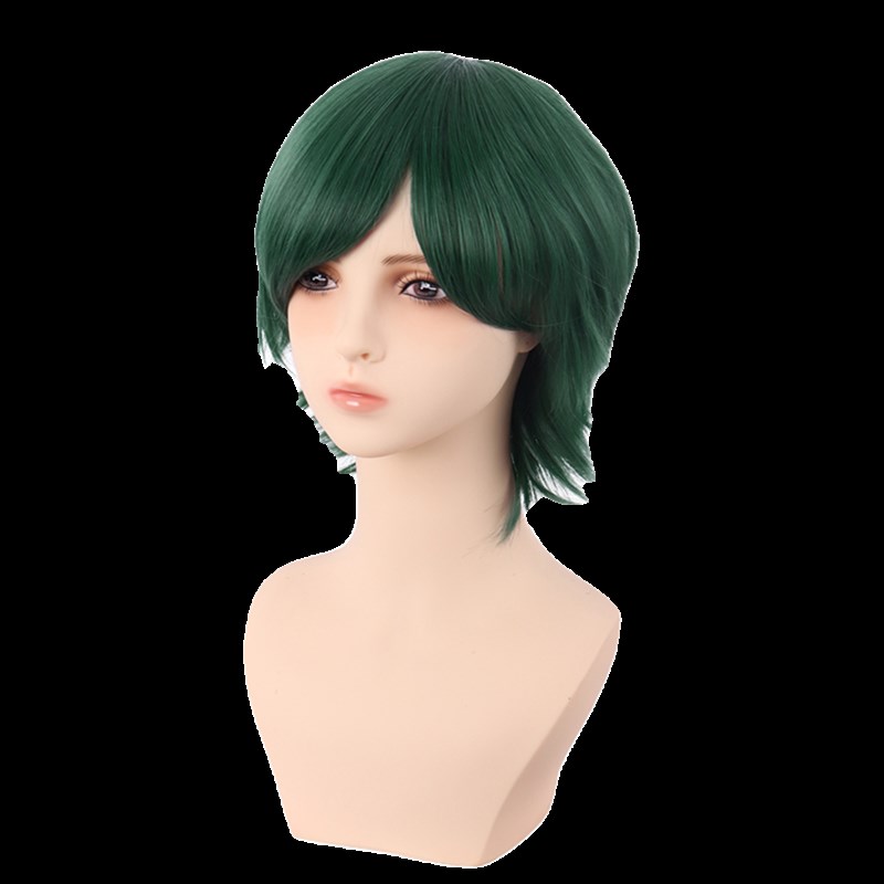 潼漫 cos假发女短发30CM万用反翘男短发墨绿色深绿色动漫假毛头套